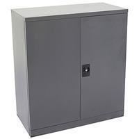 sba half height metal stationery cupboard 1000h x 900w x 450d 2 shelves graphite ripple